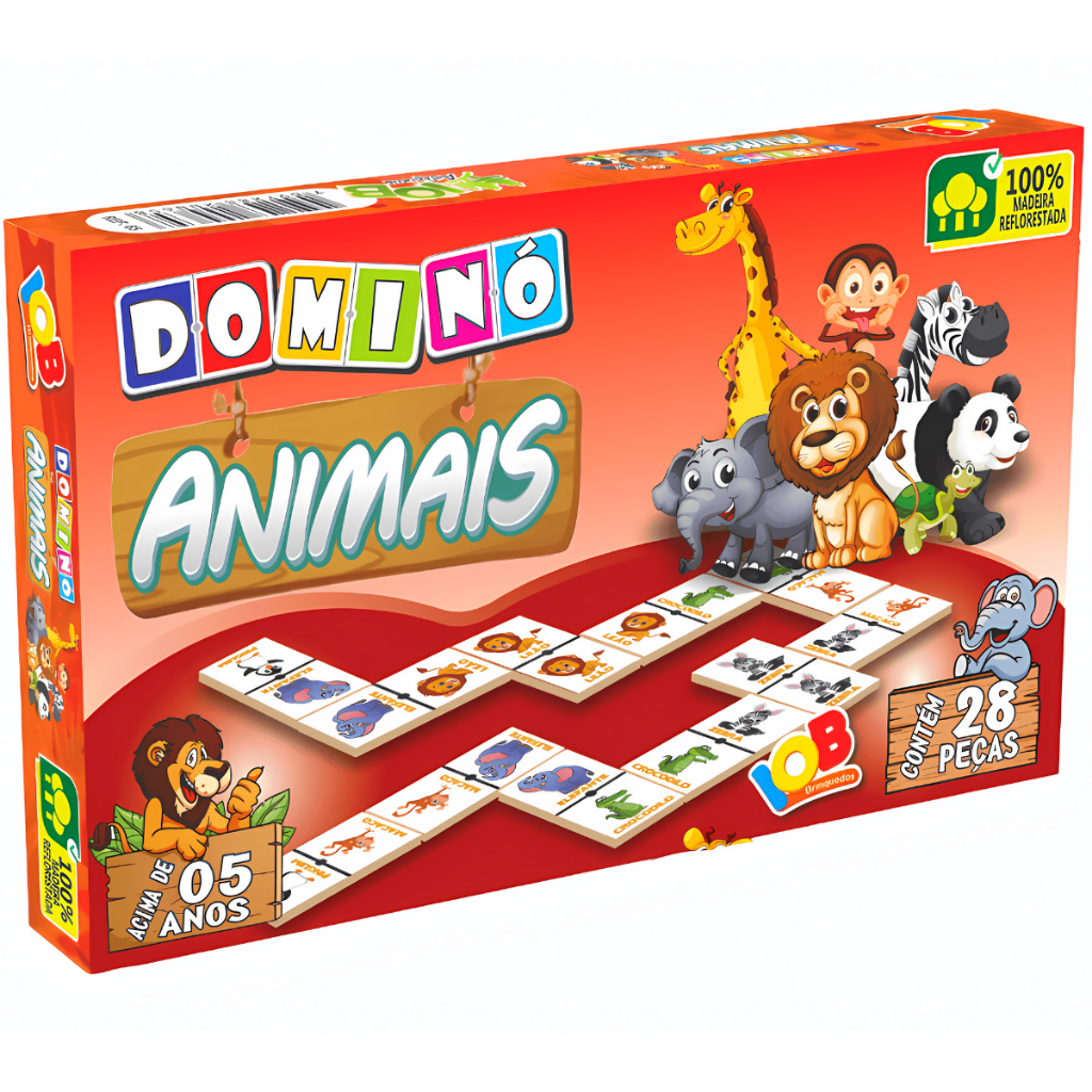 Brinquedo Educativo IOB Madeira Jogo da Memória Animais Dominó Quebra Cabeça Pedagógico Escolas