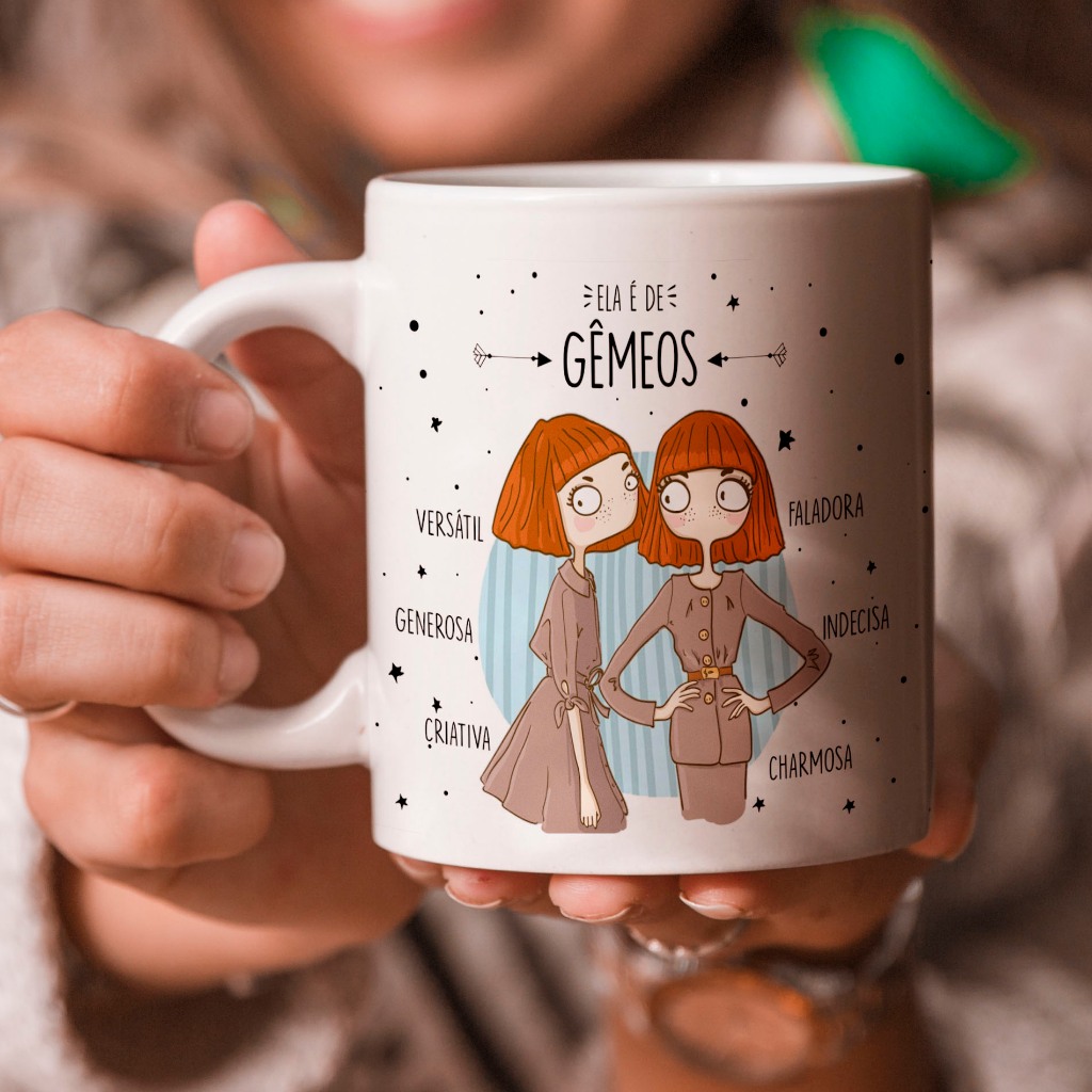 Imagem Caneca  Personalizada Ela é De Gêmeos Criativa Signo Astral Horóscopo-OFERTA RELÂMPAGO !