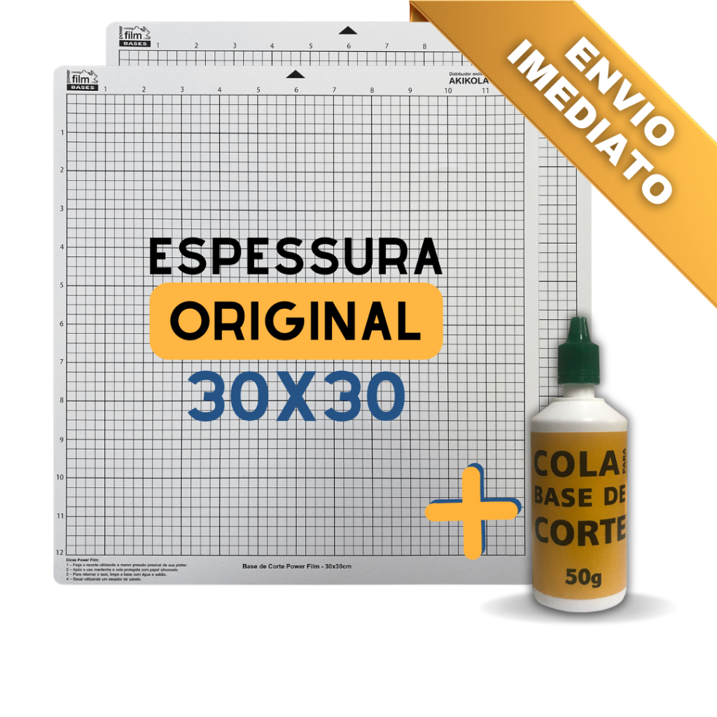 Kit 2 Base de Corte 30x30 Transparente + 1 Cola Refil Base 50g - Compativel Silhouette Portrait, Portrait 2, 3