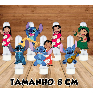 40 Apliques ou Tags para tubetes de 8cm tema LILO STITCH niver em Oferta na Shopee