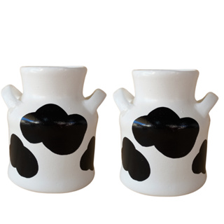 2 latão de leite leiteira MALHADA de vaca decoração festa pq em Oferta na Shopee