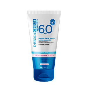 Protetor Solar Rosto FPS 60 Sem Cor Toque Seco Super Hidratante Rejuvenescedor 40g – Dermachem em Oferta na Shopee