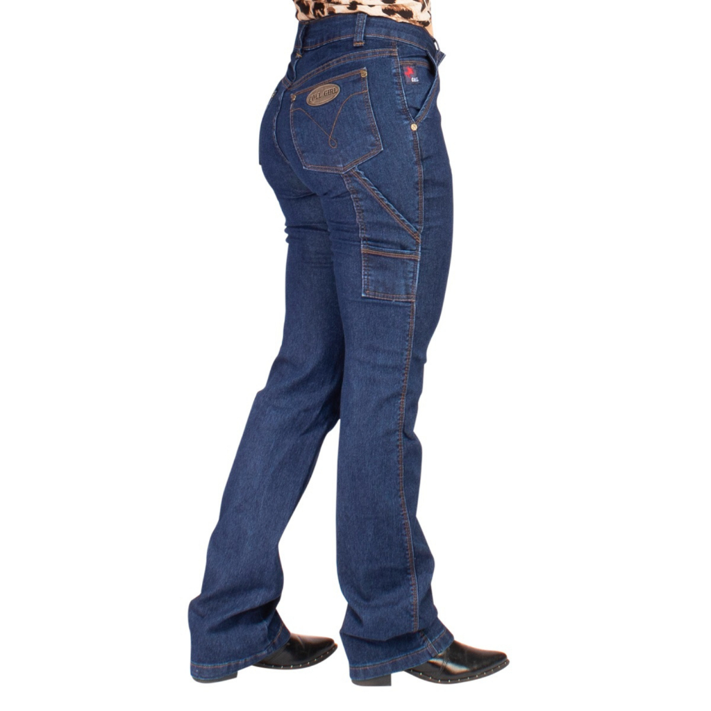 Calça Feminina Carpinteira Jeans Country 34 Ao 48 Coll Jeans Tecido Reforçado Festa do Peão Boiadeira