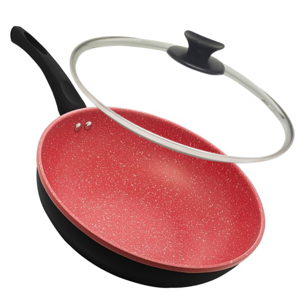 Frigideira Lyor Indução Antiaderente Granilite Wok 28cm com Tampa Para Todos os Fogões