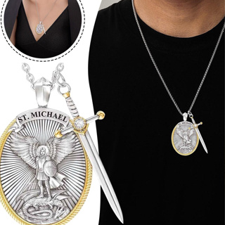 São Miguel Anjo Colar Criativo Cavaleiro Escudo Vintage Pingente Jóias Masculinas em Oferta na Shopee