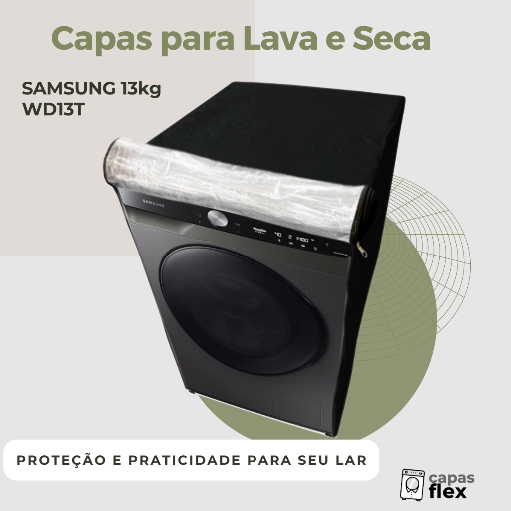 CAPA PARA LAVA E SECA SAMSUNG 13KG WD13T TRANSPARENTE FLEX