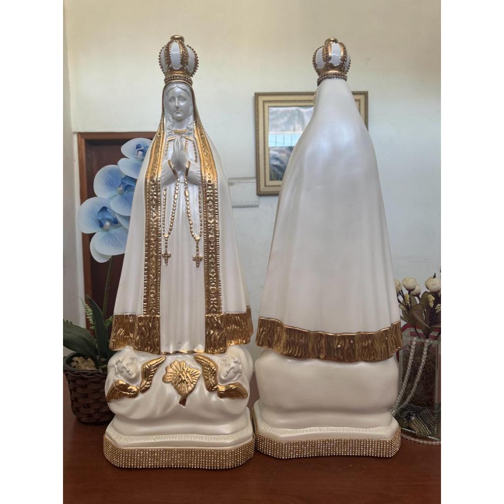 Imagem Nossa Senhora Aparecida 60cm branco perolado com strass dourado Imagem de Nossa Sra Aparecida