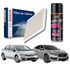 Filtro De Cabine Ar Condicionado Bosch New Civic 2007 À 2015 + Spray Higienizador