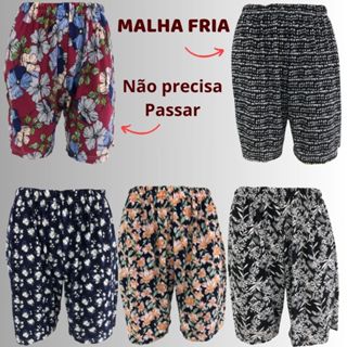 Kit 2 Bermudas Liganete Plus Size Senhora Malha Fria Shorts Feminino Estampas Sortidas em Oferta na Shopee