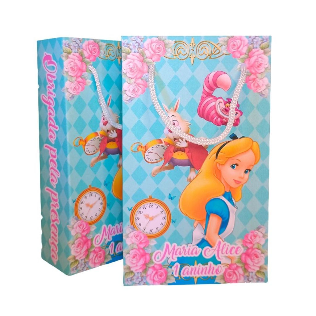 Sacolinhas Personalizados para Festa Alice no País das Maravilhas - Fazemos em outros temaS