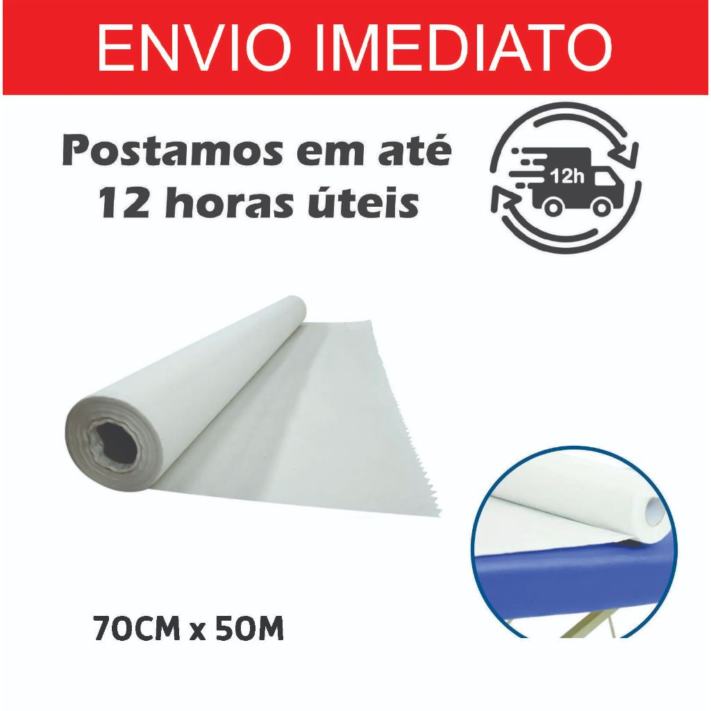 Lençol de papel Resistente Cor Branco hospitalar descartável Kit com 4 ou 6 rolos de 70cm x 50 metros em Oferta na Shopee