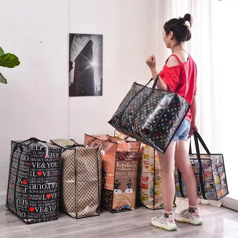 Sacolão Bolsa com Ziper Impermeável Resistente para Viagens, Compras Estampas Sortidas