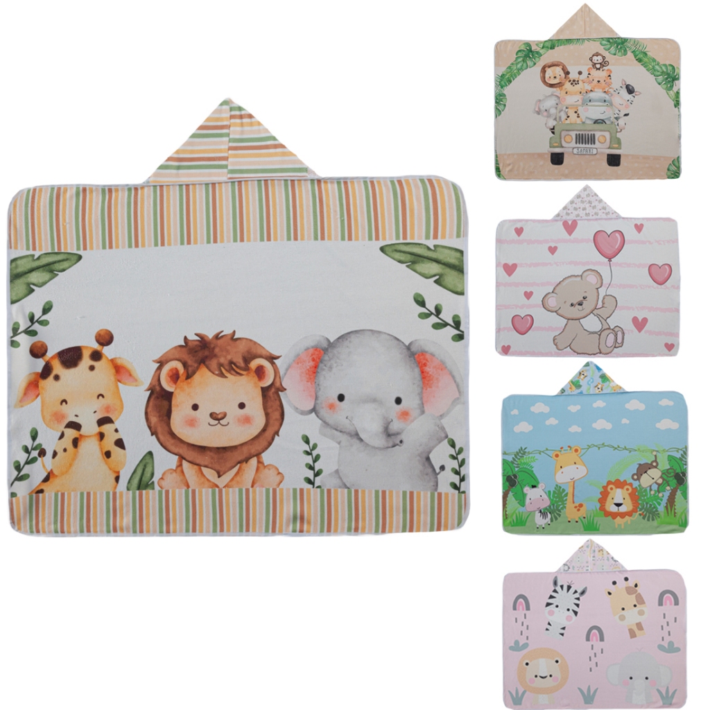 Toalha de Banho para Bebê Estampada com Capuz Menino e Menina em Oferta na Shopee