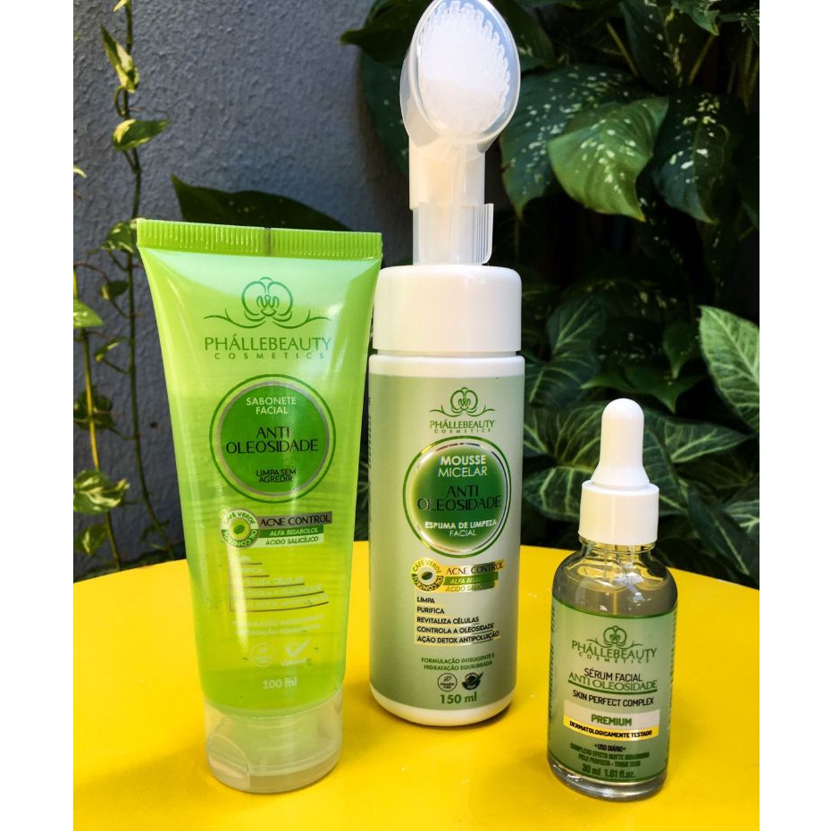 Kit Anti Oleosidade Phallebeauty Sabonete + Mousse + Serúm Facial