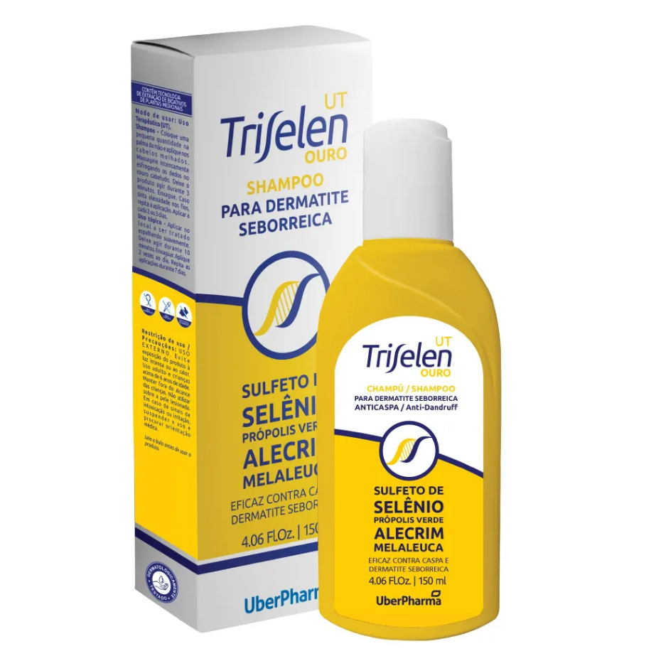 Shampoo Triselen Ouro Anti Caspa e Dermatite Seborreica 150ml - UberPharma