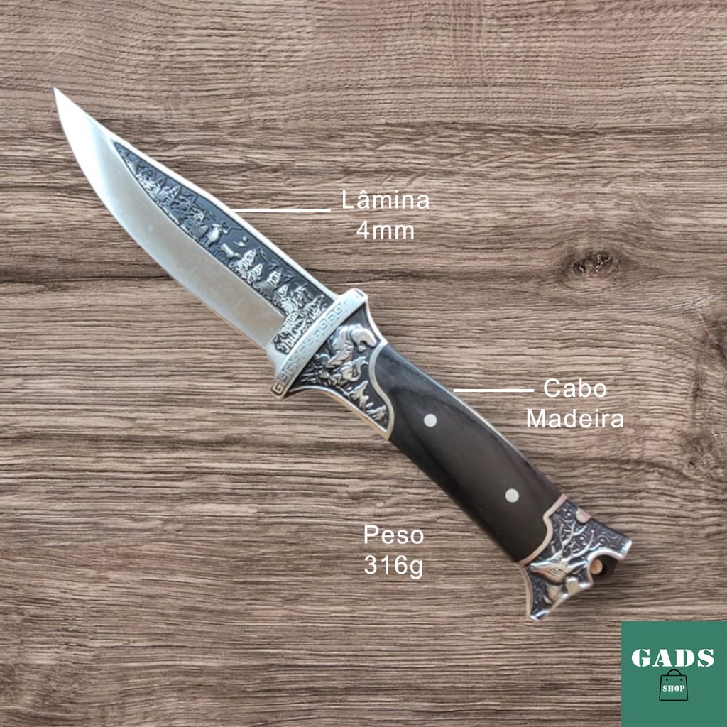 Faca BushCraft 4mm FullTang Camping Pesca Churrasco