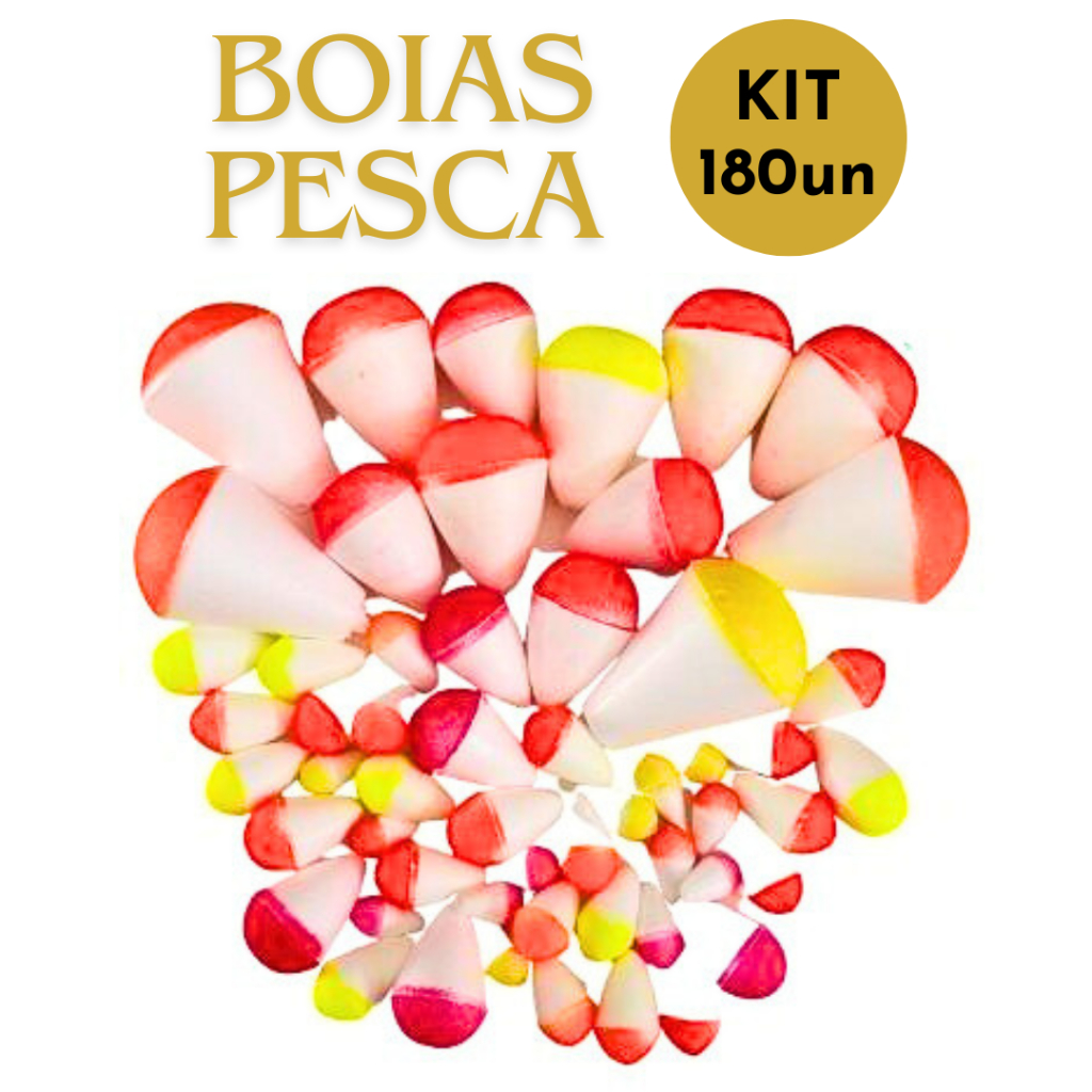 Kit Boias Lambari Isopor 180un Nº0 até Nº7 Bóia de Pesca Pesqueiro Lambari Tilápia Piau Pescaria