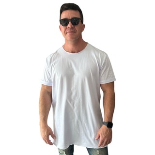 Camiseta Longline Algodão com abertura Branca Stecchi