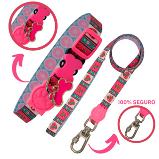 Coleira ajustável com guia anti-puxão para cachorro e gato KIT com pingente em Oferta na Shopee