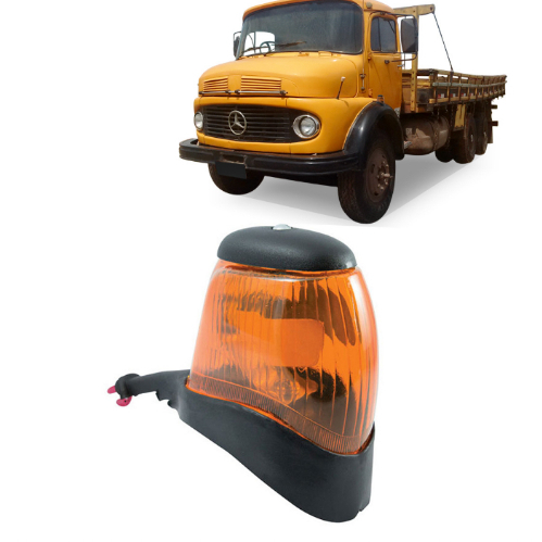 LANTERNA DIANTEIRA MERCEDES BENZ 1113/ 1114 /86 (APLICA NO PARALAMA ) MODELO CAPACETE PLASTICA AMBAR PRADOLUX PL05140001