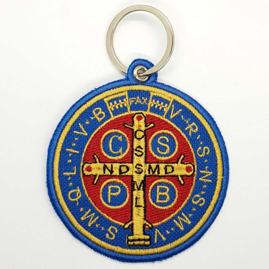 Chaveiro Medalha de São Bento 10x7,5 cm Cód.C1081 tecido bordado