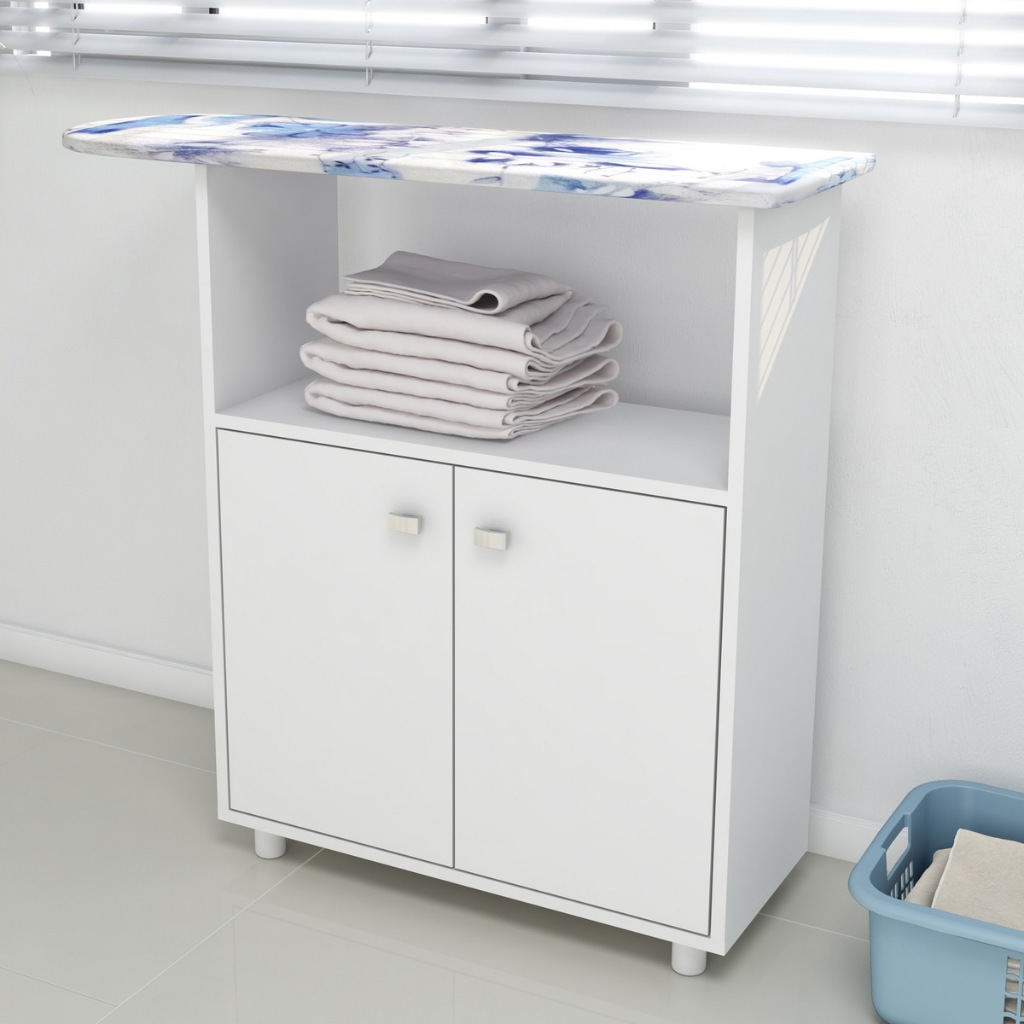 Tábua de Passar Roupa com Armário 2 Portas Multimóveis CR30011 Branca em Oferta na Shopee