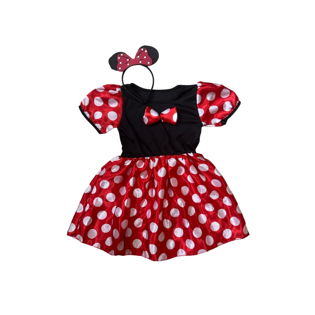 Fantasia da minie ratinha vermelha com tiara menina