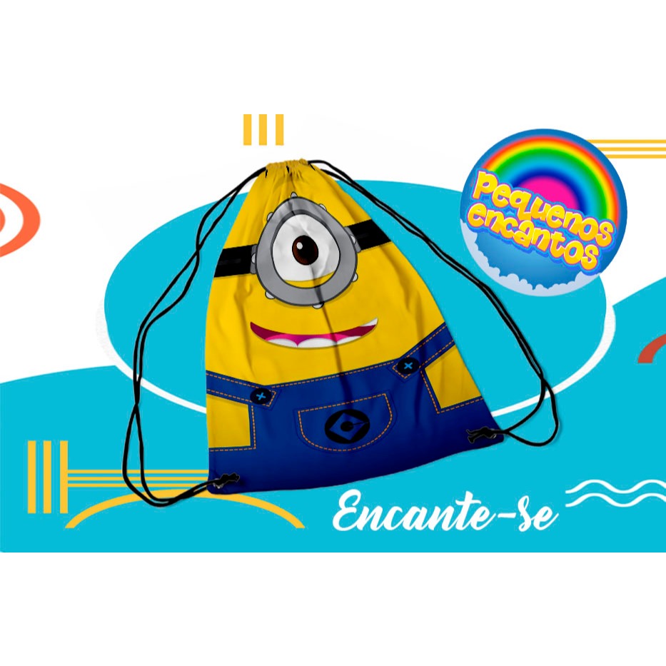 KIT 10 MOCHILINHAS PERSONALIZADAS MINIONS PARA FESTA INFANTIL