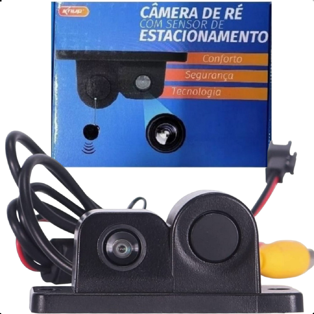Câmera Ré com Sensor De Estacionamento Automotivo Infravermelho Camera de re com bipe beep colorida em Oferta na Shopee