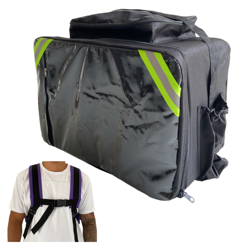 Bag Motoboy Delivery 45 Litros Termica Preto Mochila Entrega Impermeavel