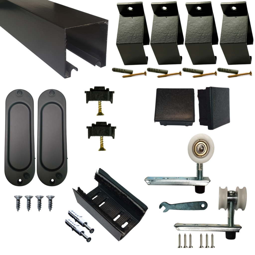Porta De Correr - Kit De Ferragens 1.80m Preto Para Porta De Correr Até 92cm rdx2