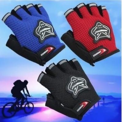 Luva Knighthood Original De Motoqueiro Skatista Meio Dedo Motoboy Dedo Fechado Antiderrapante Preto Vermelho Azul