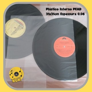 100 Plásticos 31x31cm p/ Disco de Vinil 12 Polegadas (INTERNOS) 0,06 LP