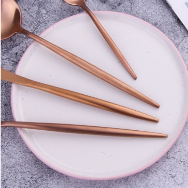 24 Pcs RosaCor Dourada  Garfo e Colher e Faca Conjunto De Talheres De Aço luxo Inoxidável