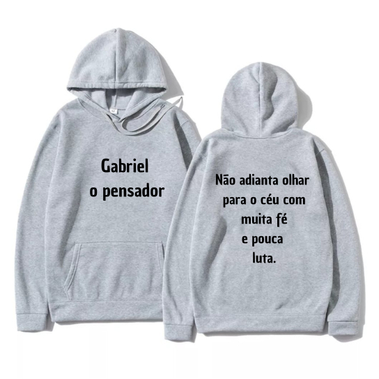 Blusa Moletom Estampado Gabriel o  pensador não adianta olhar Hip Hop Capuz Bolso Confortável