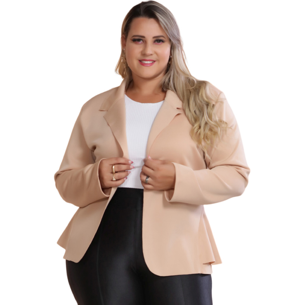 Blazer Feminino Neoprene Plus Size Casaquinho Terninho em Oferta na Shopee