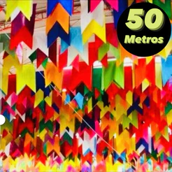 BANDEIRINHA FESTA JUNINA DE SEDA COLORIDA BANDEIRILA QUEIMA DE ESTOQUE (CHOCO)