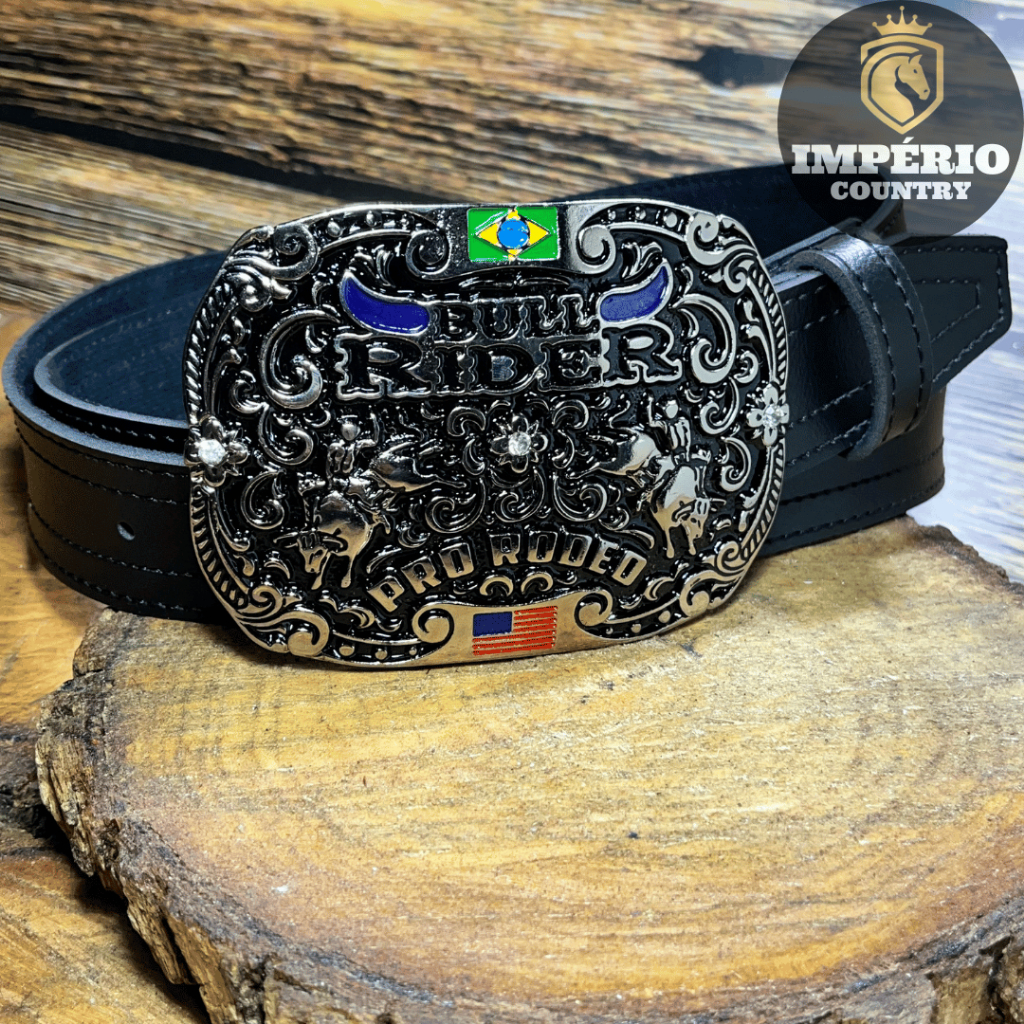 *Cinto Country Premium Fivela Bull Rider Pro Rodeio Pintura Strass Fivela Grande