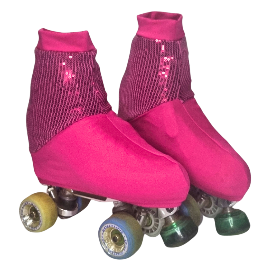 Polaina Cobre Botas para Patins marca Patina Fashion Paetê Rosa