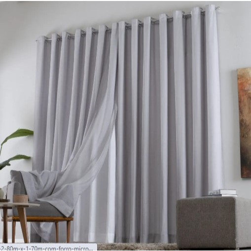 Cortina Gaze Linho 6 metros blackout semi Com Forro Microfibra 3m 4m 5m Janela Quarto Sala casa blecaute