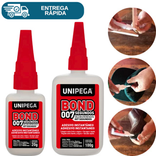 Cola Instantânea Adesivo Super Bond 007 Segundos Líquido Unipega Extra Forte Secagem Rápida 20g 100g em Oferta na Shopee