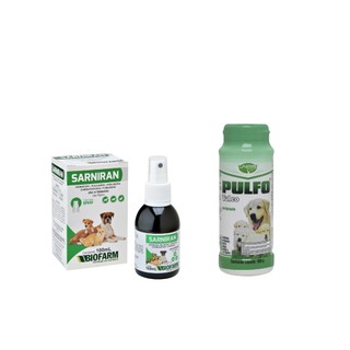 Kit Antipulgas e Carrapato Para Caes Saarniran 30ml+Pulfo Pote 100gr