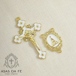 10 Entremeios 10 Crucifixos Nossa Senhora Aparecida Resinado Dourado Para Terço Alta Qualidade em Oferta na Shopee