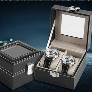 Porta Relógio 2 Lugares Em Recouro Sintético Estojo Organizador Ref: RY-02 em Oferta na Shopee