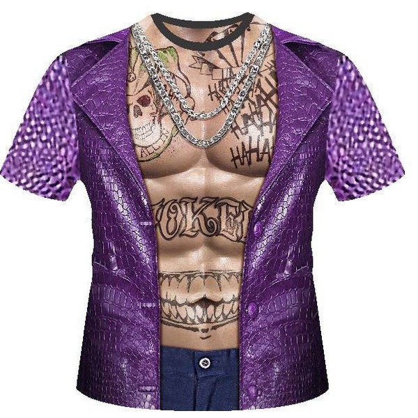 Camiseta masculina Joker Coringa traje cosplay de heroi uniforme 3d infantil e adulto