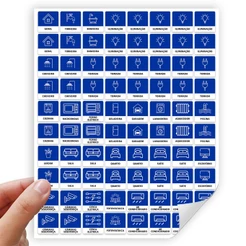 Kit 80 Etiquetas Adesivo Disjuntor Quadro de Força Energia Azul Quadro de Distribuição 80 Unidades Dijuntor