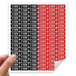 100 Adesivo Identificação Tomada 110v 220v Mini Etiquetas Energia Força 100 Adesivos