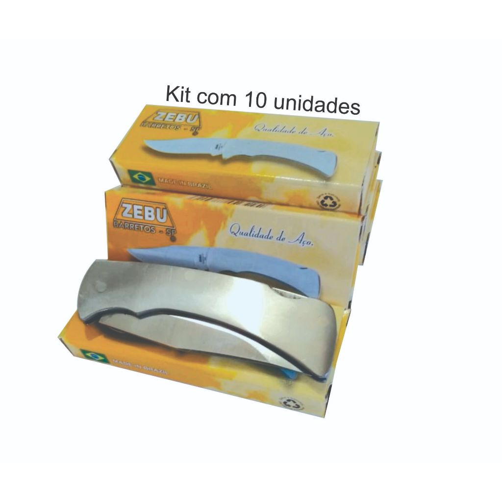 Canivete de Bolso Inox Zebu Barretos com 10 unidades