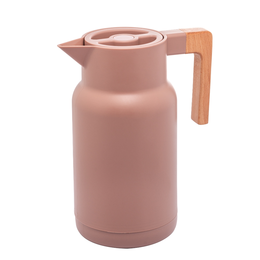 Garrafa Térmica Nude Plástico com Cbo de Madeira Bambu 1 Litro Lyor - Leite Chá Café