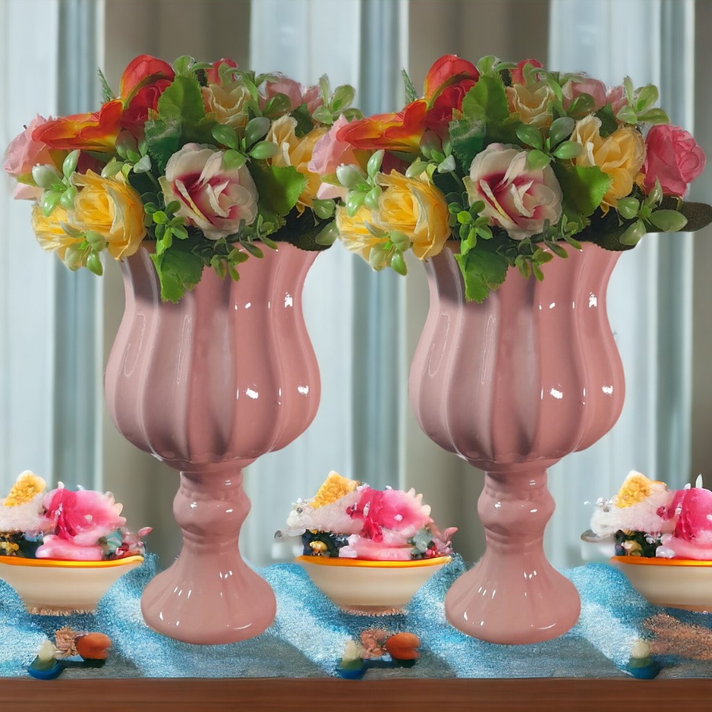Kit Vaso Castiçal Pequeno 2 Unidades Decoração de Festa Cerâmica Arranjo para flores artificial 21x10,5 em Oferta na Shopee